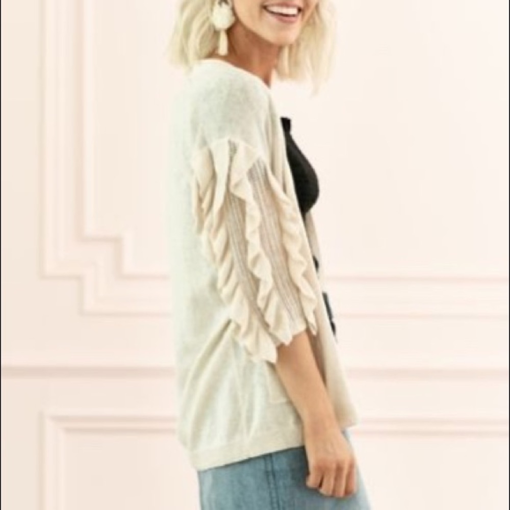 NWT Rachel Parcell Ruffle Sleeve Cardigan Sweater - Picture 4 of 5